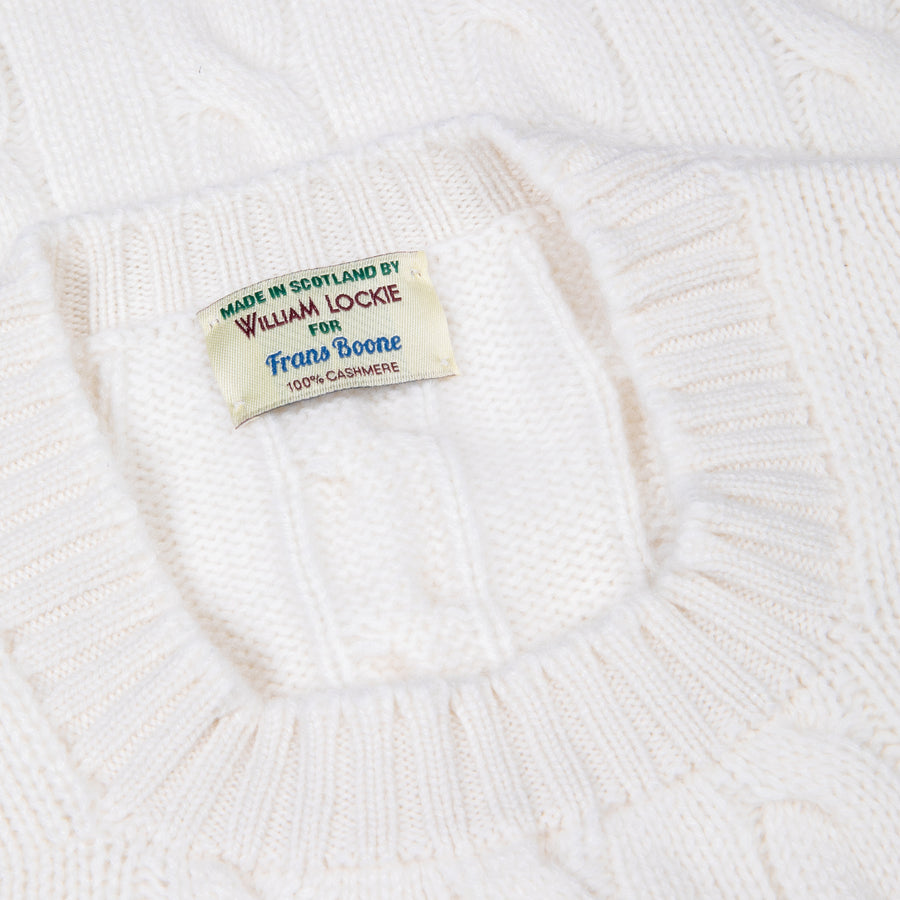 William Lockie Chirnside Cashmere Cable Crew Neck Snow White