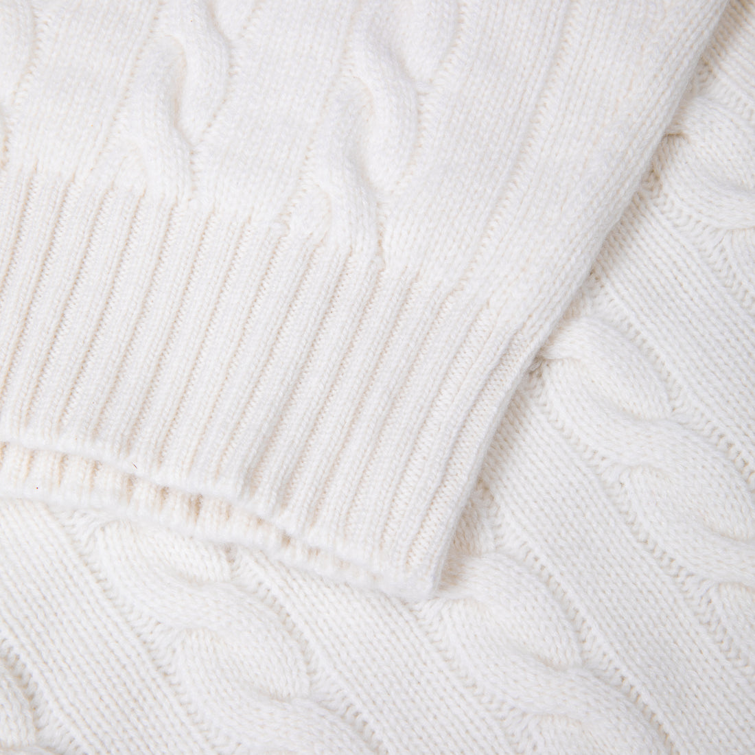 William Lockie Chirnside Cashmere Cable Crew Neck Snow White