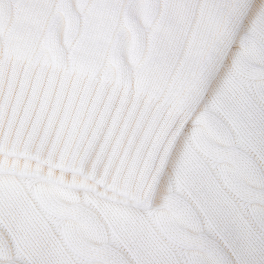 William Lockie Chirnside Cashmere Cable Crew Neck Snow White