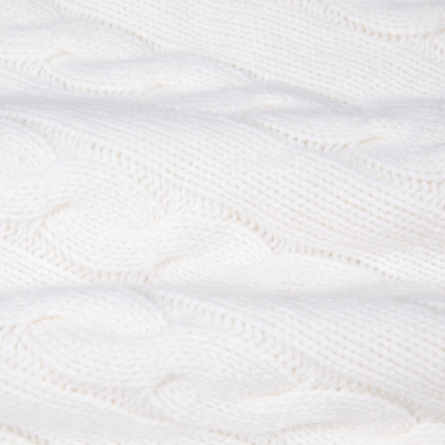 William Lockie Chirnside Cashmere Cable Crew Neck Snow White