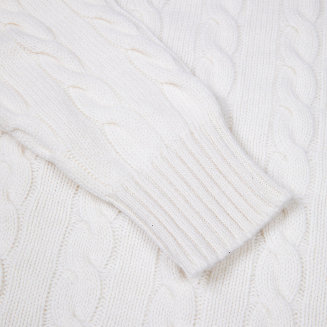 William Lockie Chirnside Cashmere Cable Crew Neck Snow White