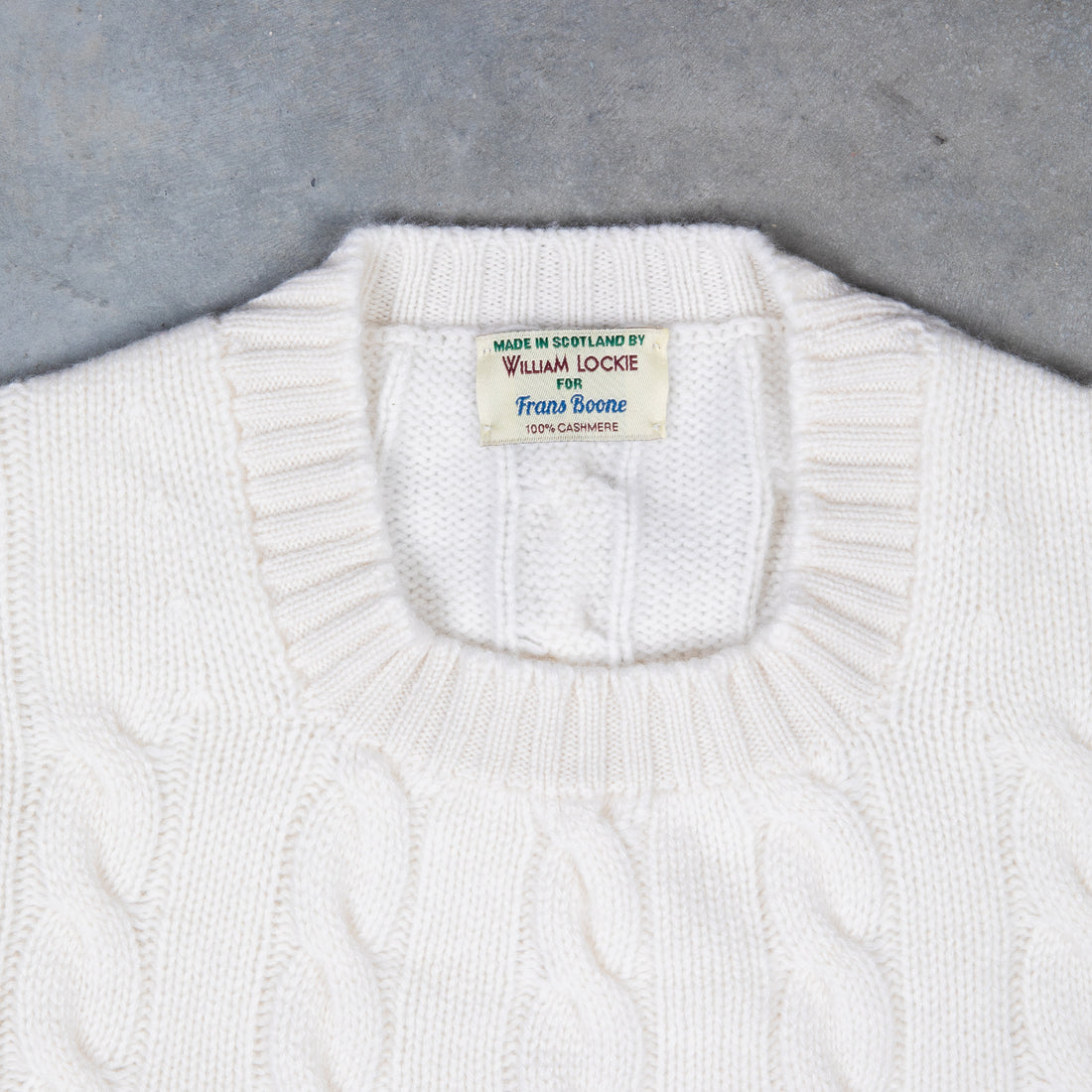 William Lockie Chirnside Cashmere Cable Crew Neck Snow White