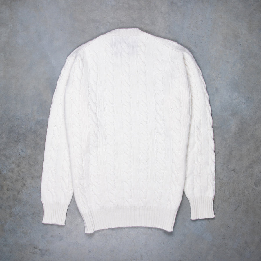 William Lockie Chirnside Cashmere Cable Crew Neck Snow White