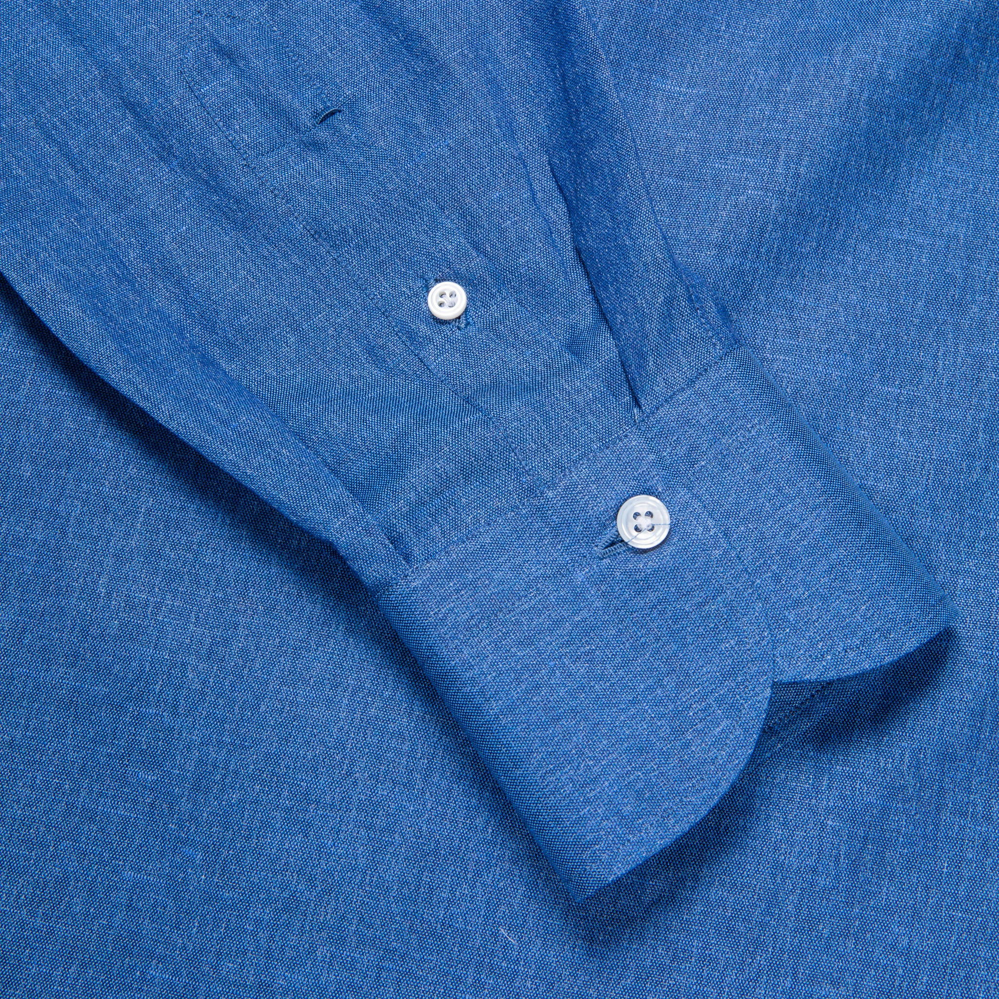 Finamore Napoli Collo Eduardo Carlo Riva Cotton Linen Chambray Shirt