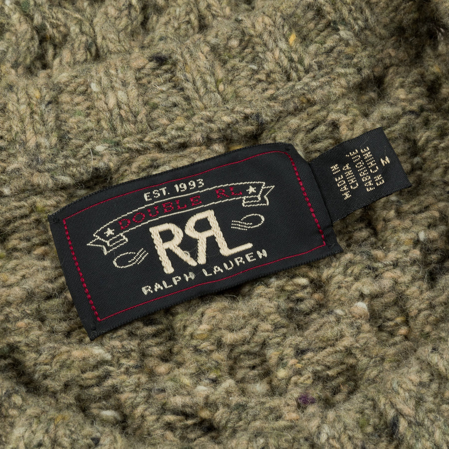 RRL Aran Crew Neck Olive Donegal