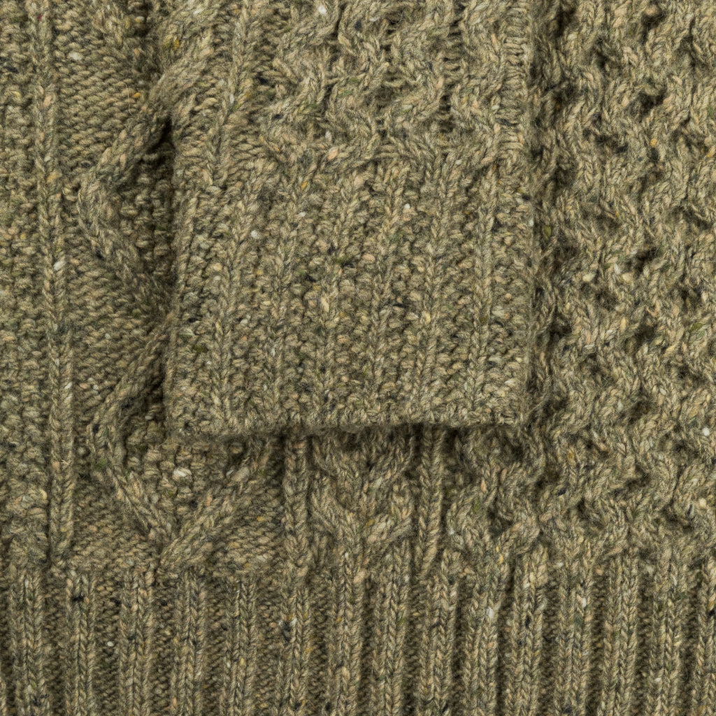 RRL Aran Crew Neck Olive Donegal