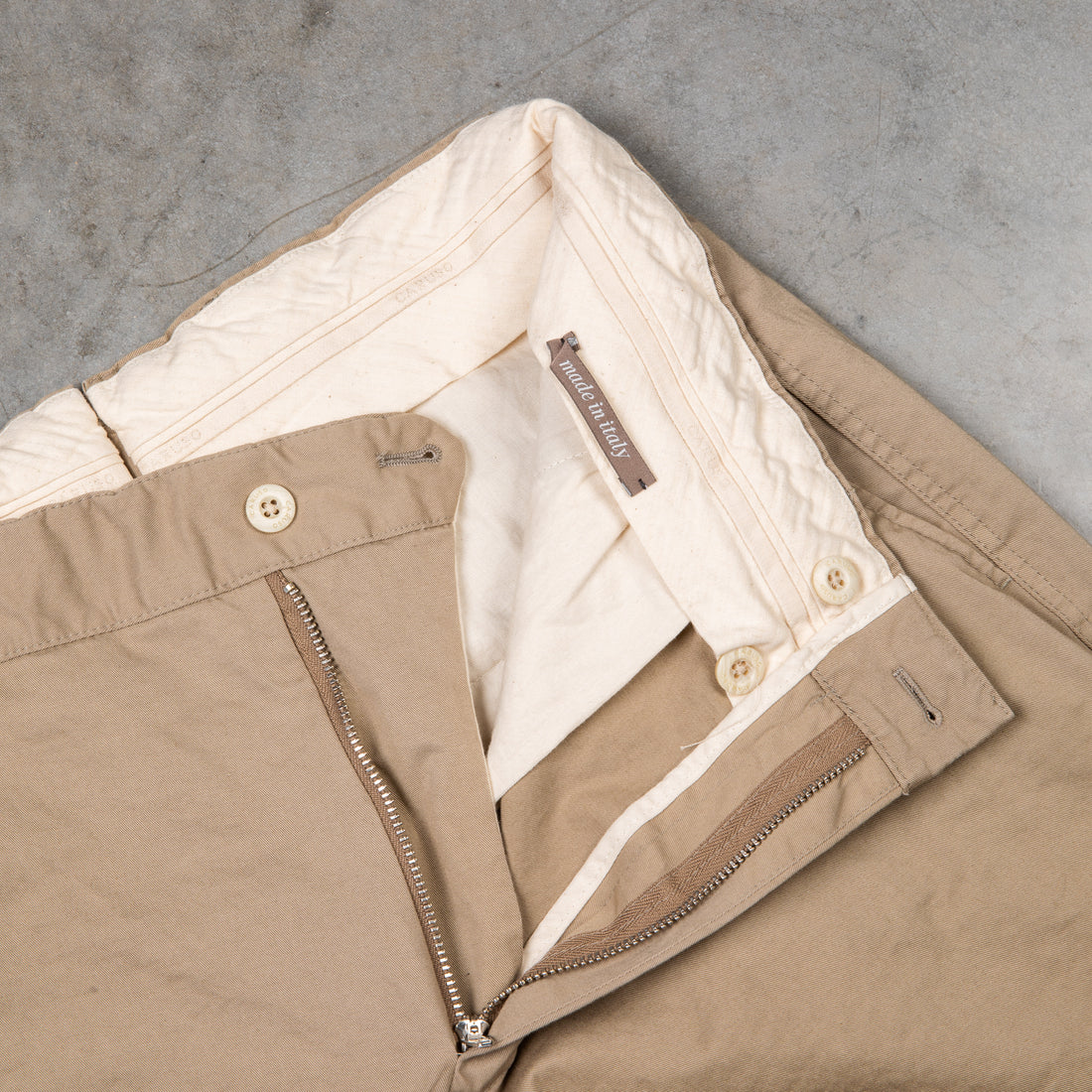 Caruso Cotton Pants Khaki Washed