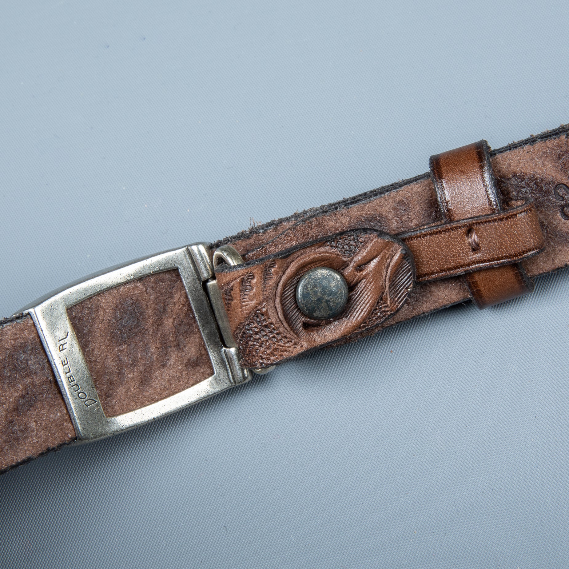 RRL Coleman Handtooled Leather Belt Brown
