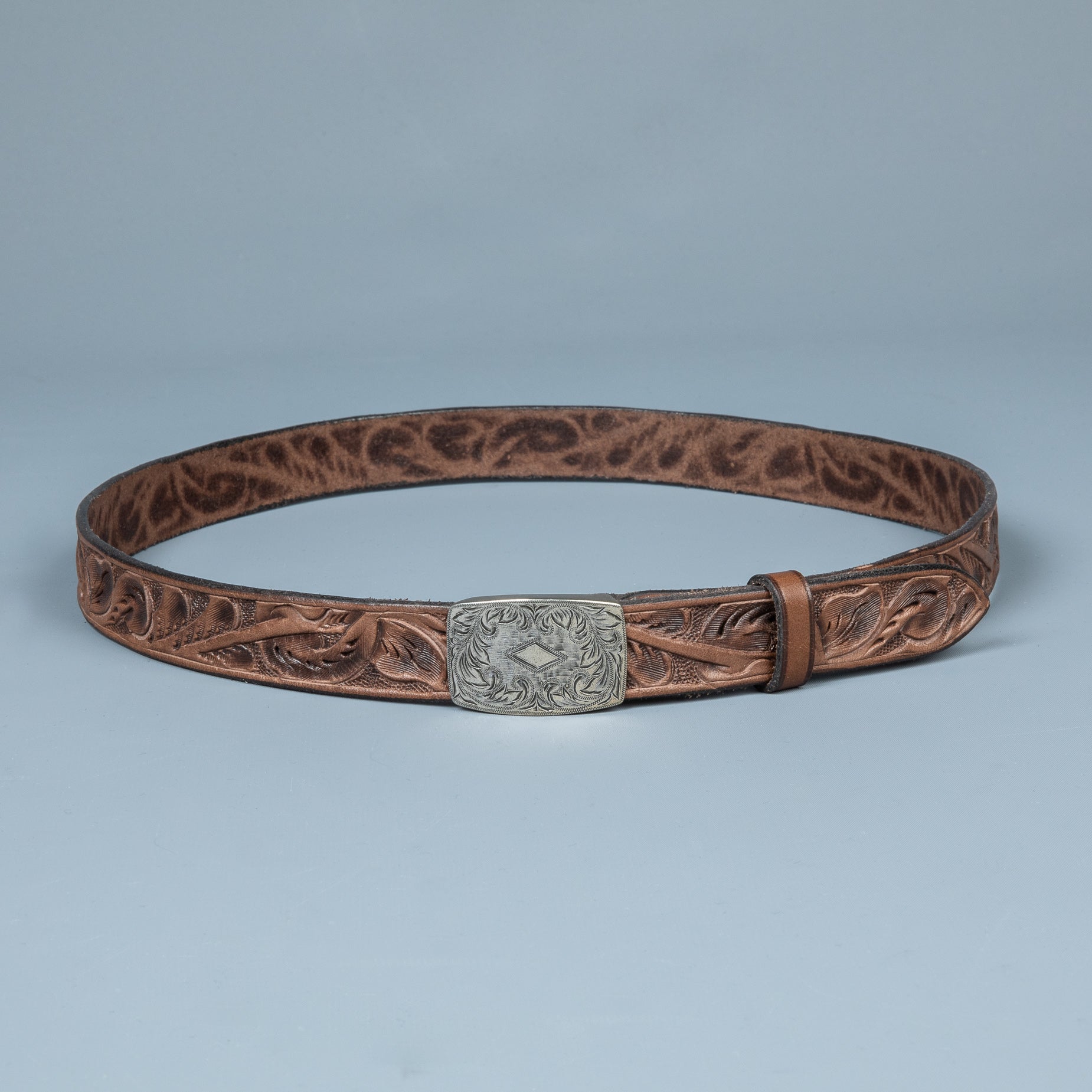 RRL Coleman Handtooled Leather Belt Brown