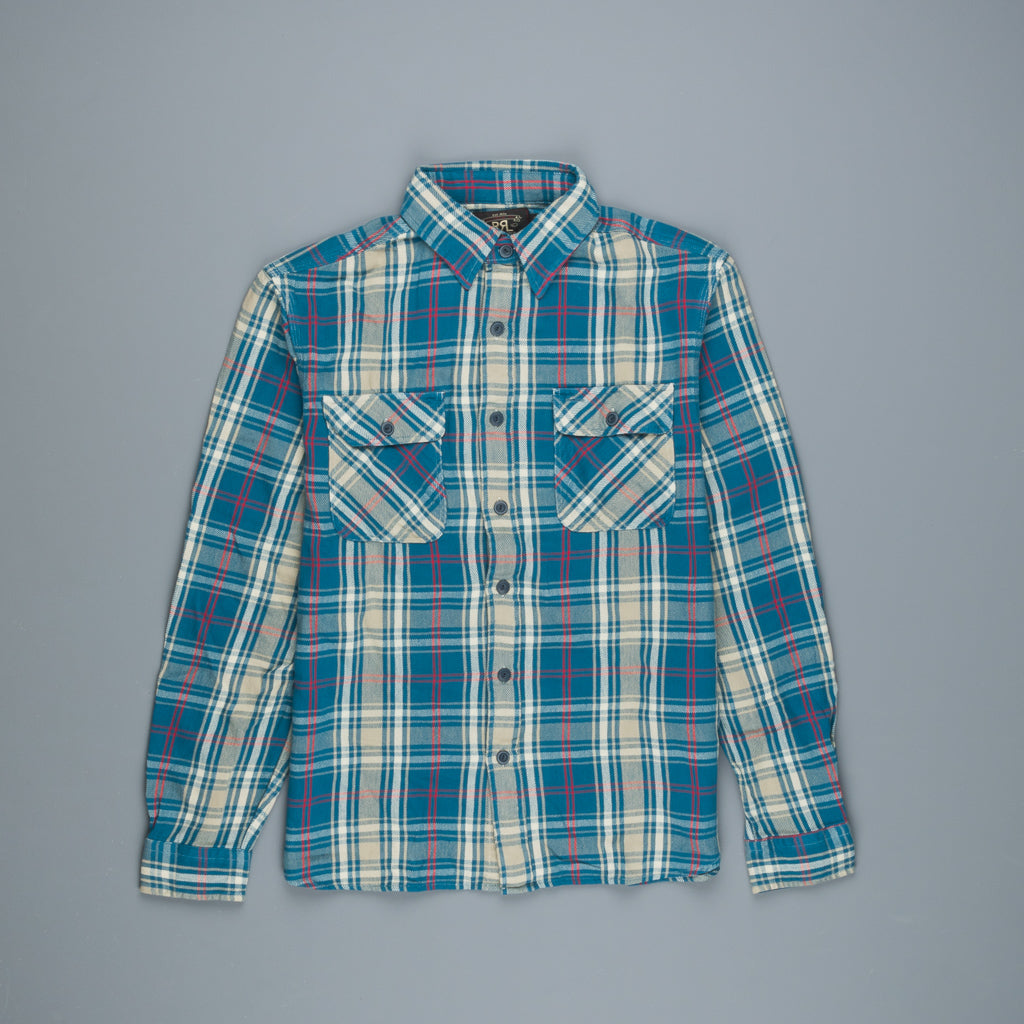 RRL Matlock Shirt Teal Red Plaid