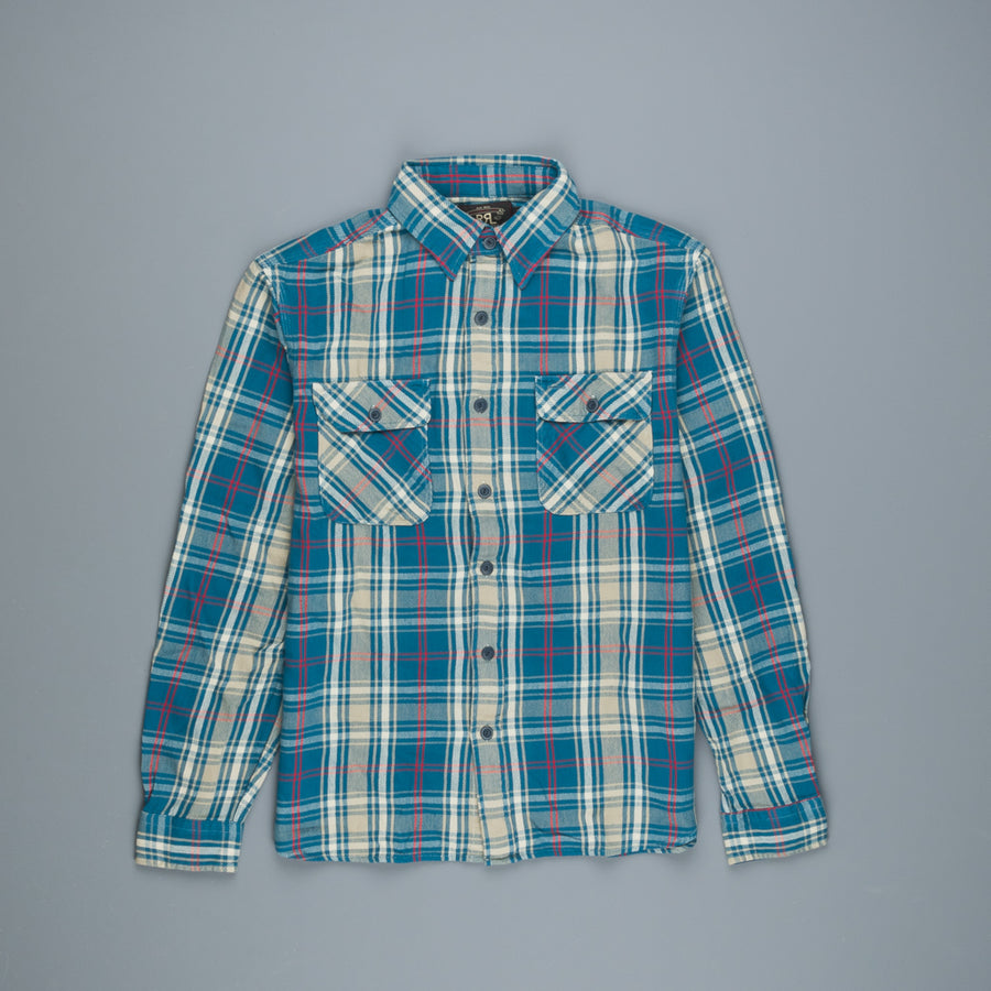 RRL Matlock Shirt Teal Red Plaid