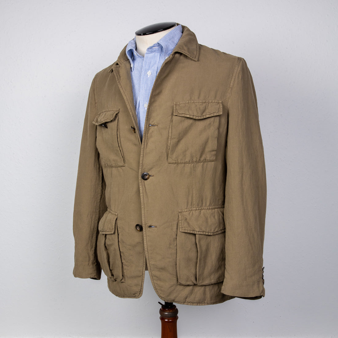 Caruso Panarea Safari Blazer Cottone Lino Lyocell Khaki