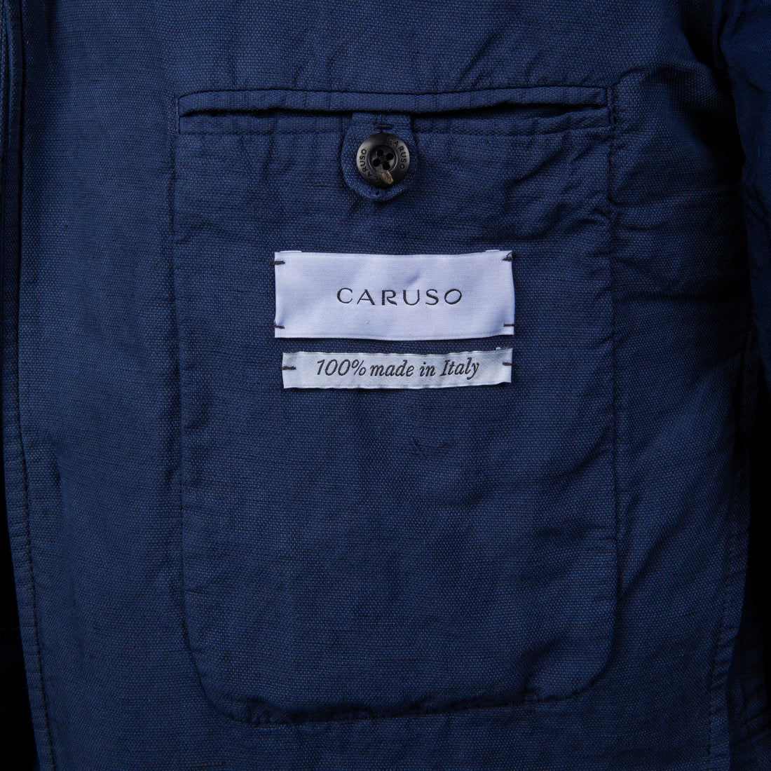 Caruso Panarea Safari Blazer Cottone Lino Lyocell Blu