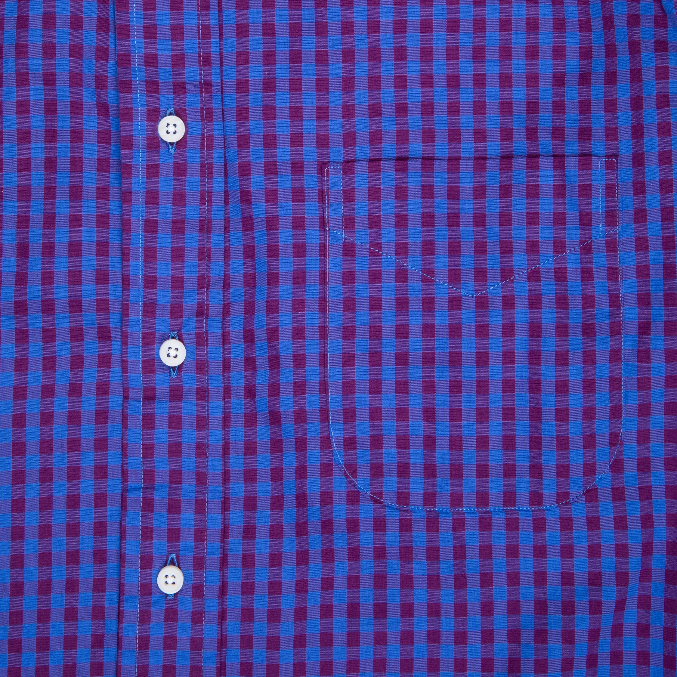 Gitman Vintage x Frans Boone Poplin Check Burgundy Sky Blue - Jeff
