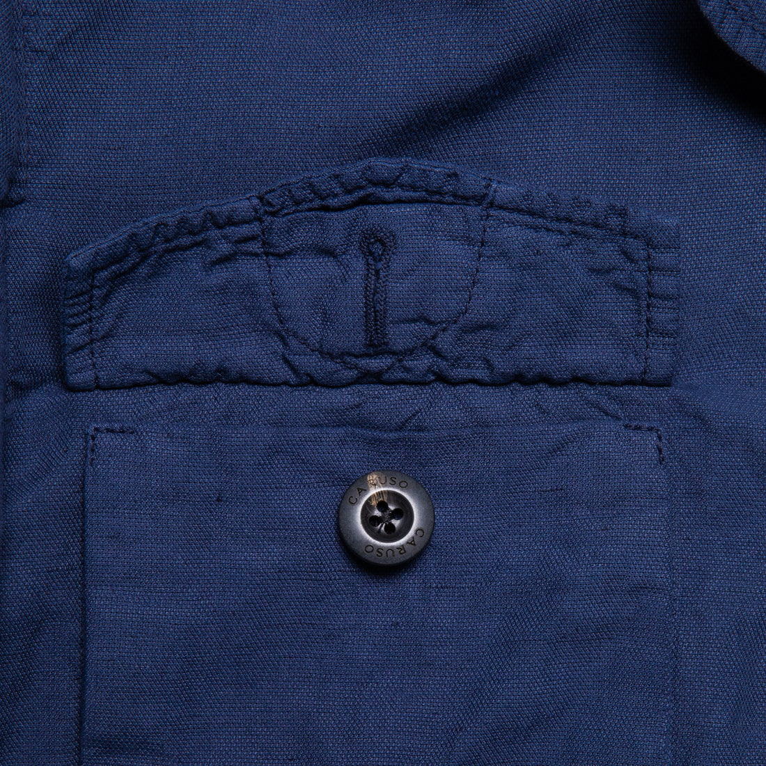 Caruso Panarea Safari Blazer Cottone Lino Lyocell Blu