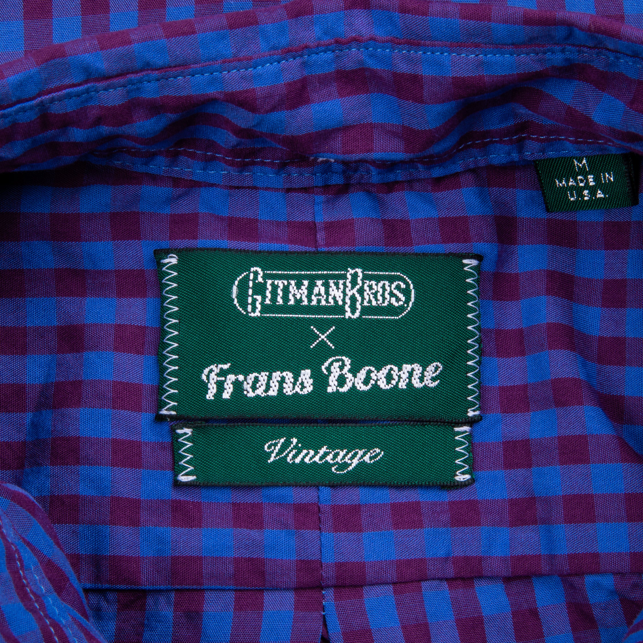 Gitman Vintage x Frans Boone Poplin Check Burgundy Sky Blue - Jeff