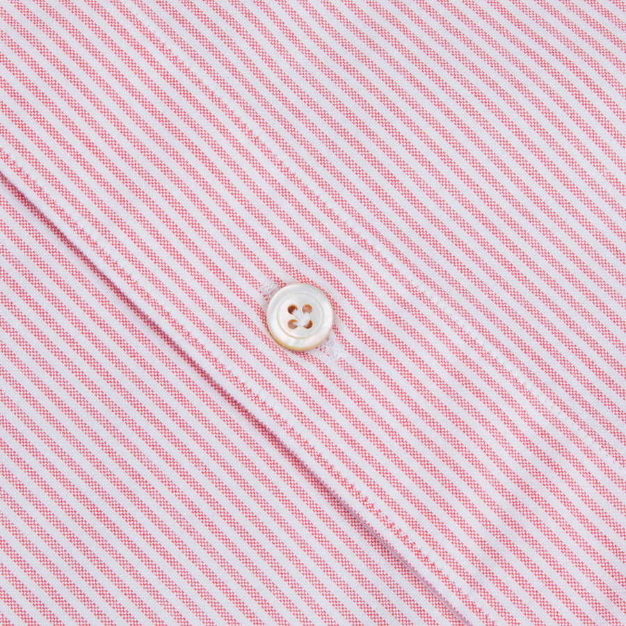 Finamore Gaeta Shirt Pinpoint Oxford Lucio Collar Pink Stripe