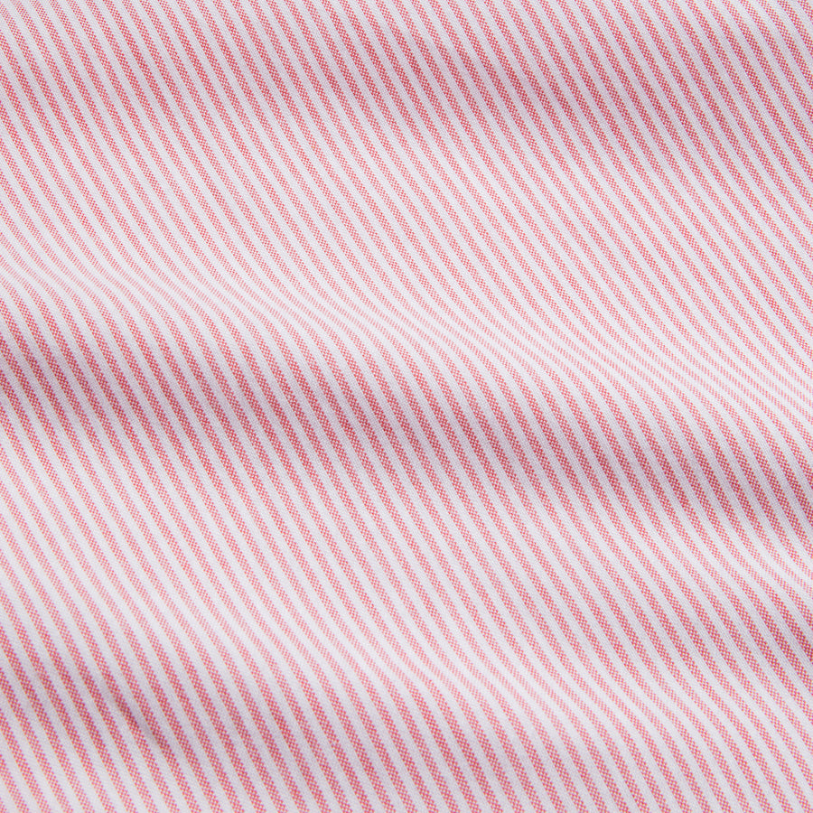 Finamore Gaeta Shirt Pinpoint Oxford Lucio Collar Pink Stripe