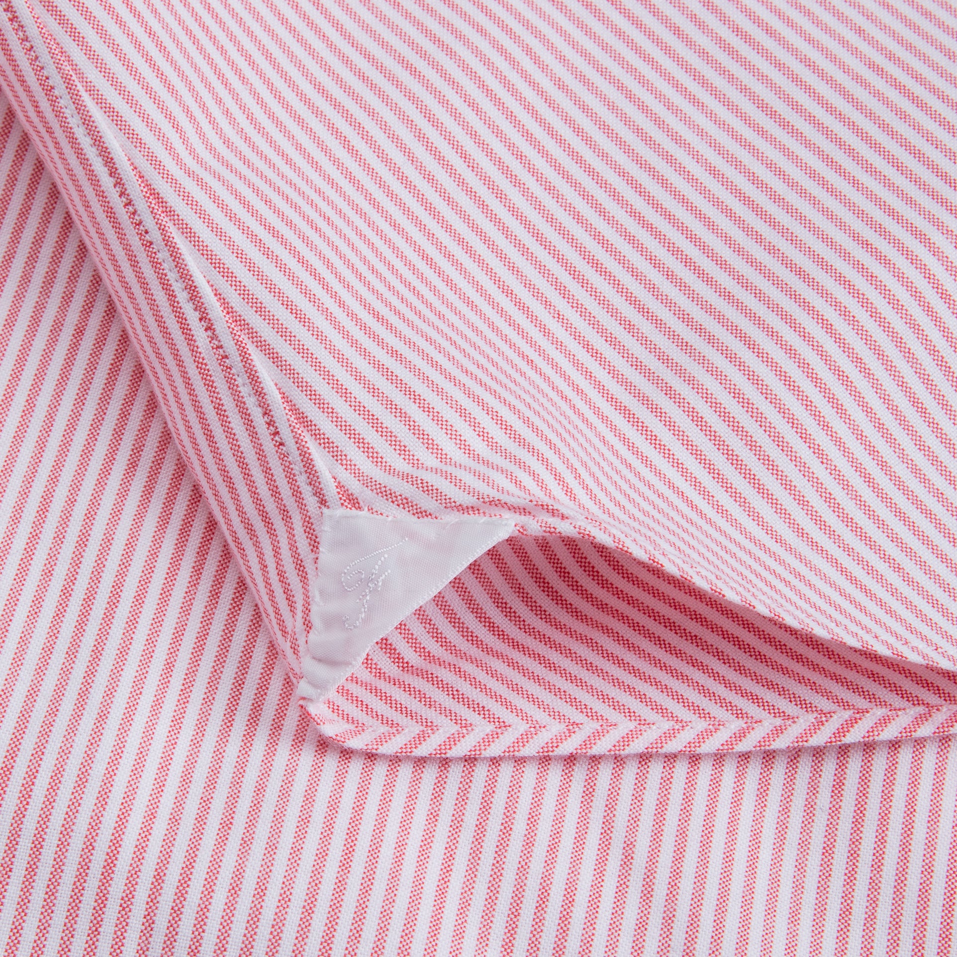 Finamore Gaeta Shirt Pinpoint Oxford Lucio Collar Pink Stripe