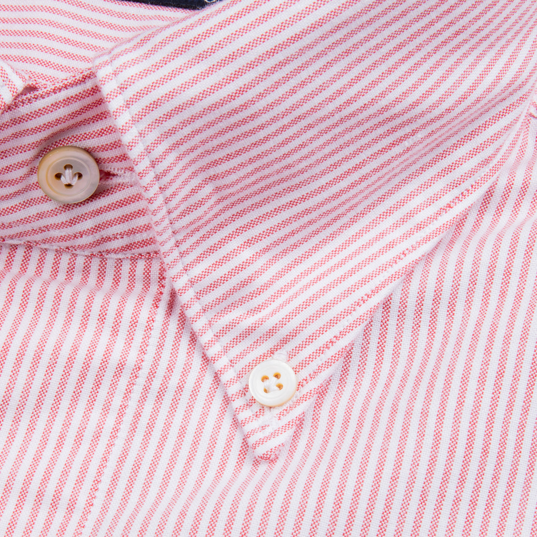 Finamore Gaeta Shirt Pinpoint Oxford Lucio Collar Pink Stripe