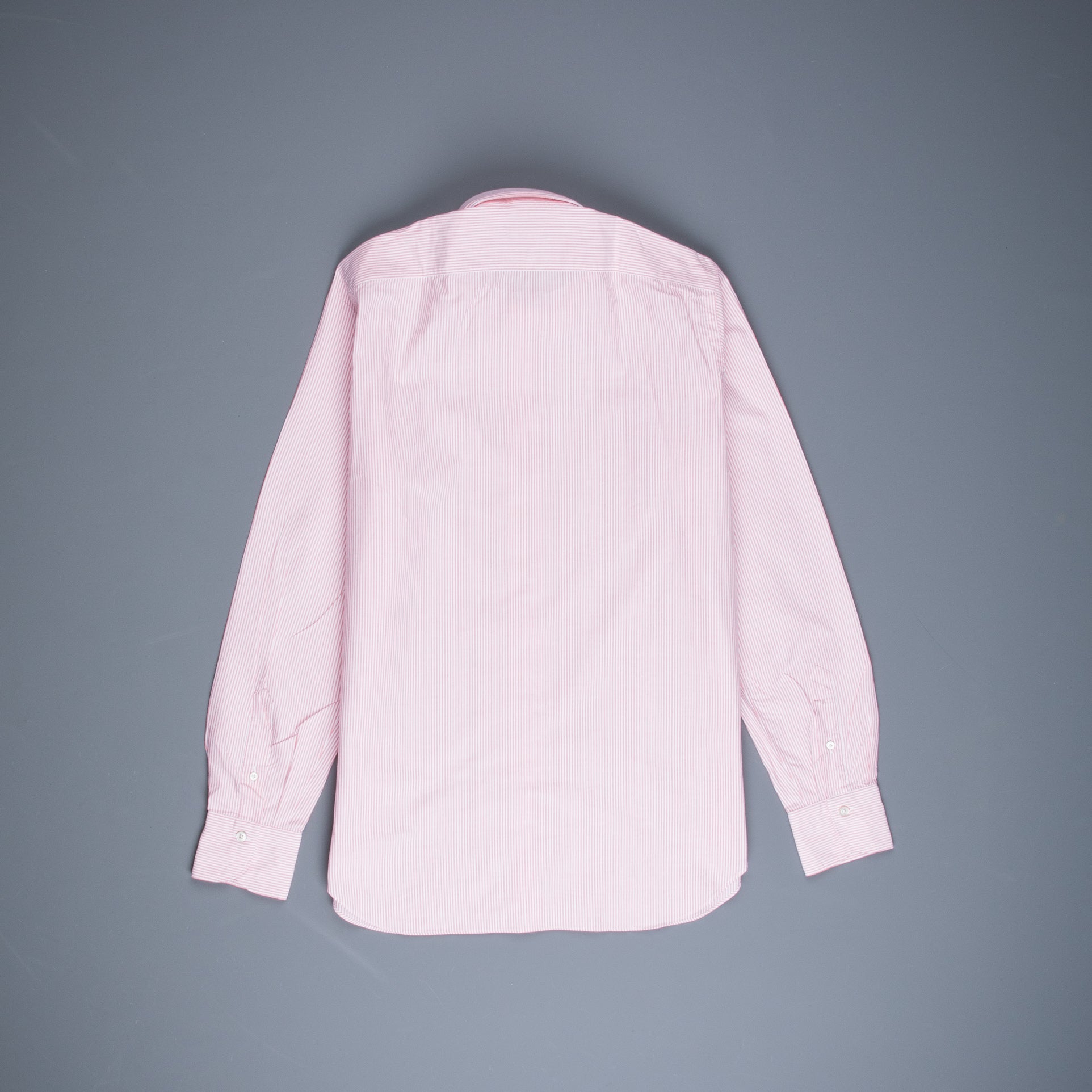 Finamore Gaeta Shirt Pinpoint Oxford Lucio Collar Pink Stripe