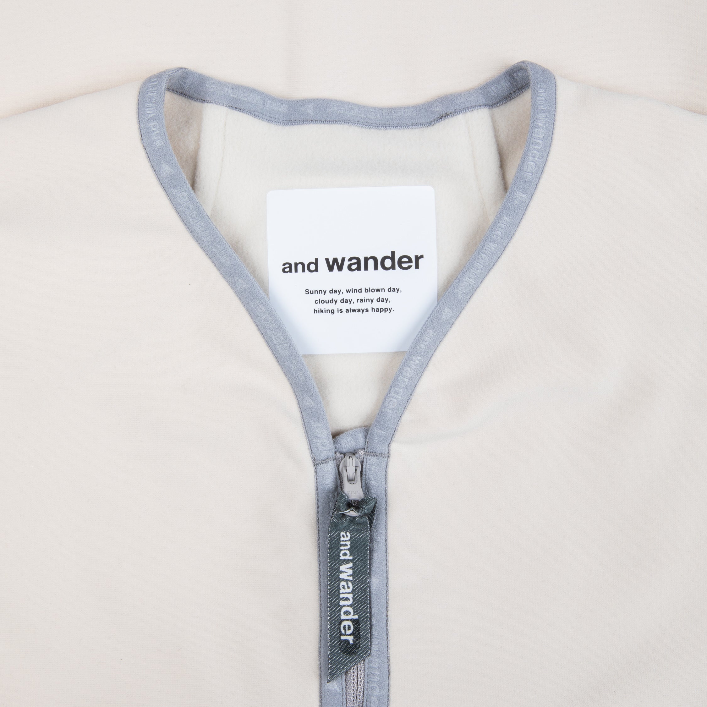 And Wander light fleece pullover off white