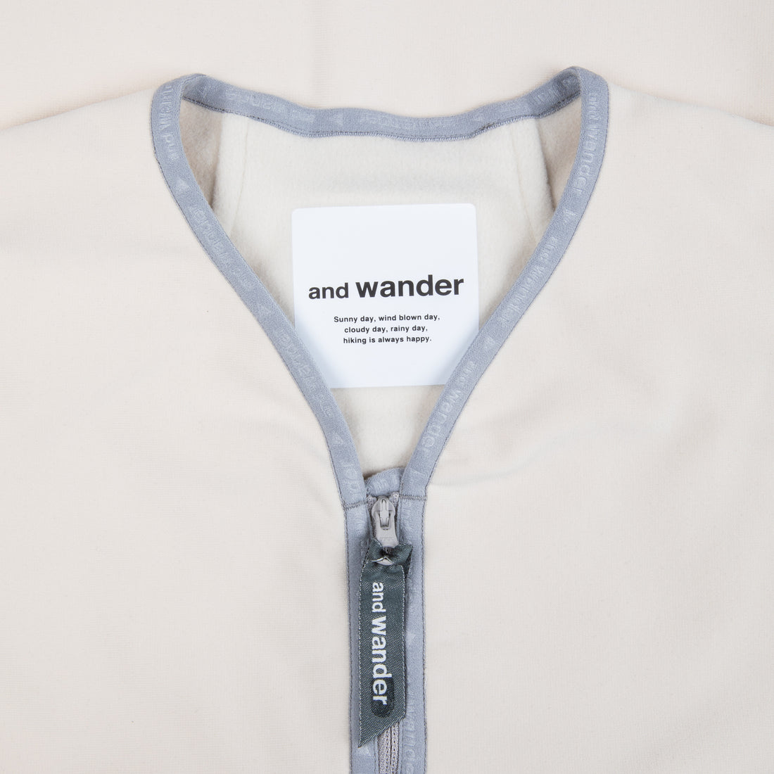 And Wander light fleece pullover off white