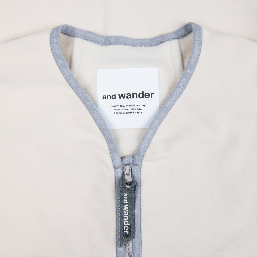 And Wander light fleece pullover off white