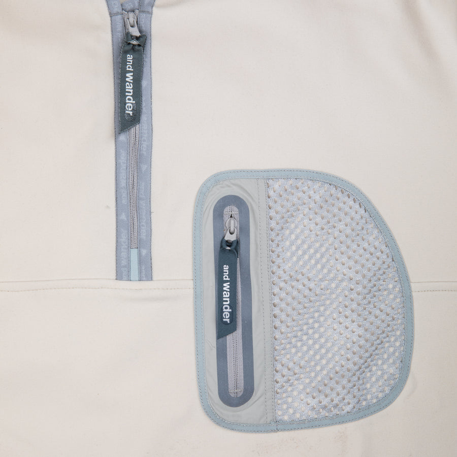 And Wander light fleece pullover off white
