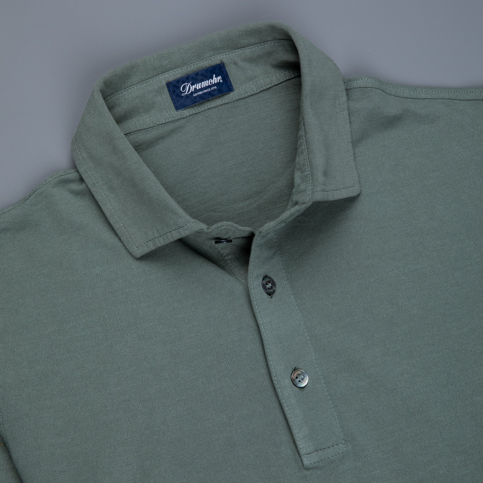 Drumohr Crepe Cotton ML Polo Verde Marcio