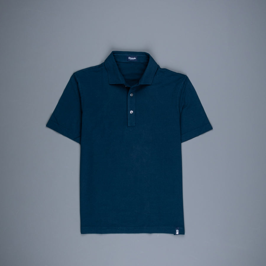 Drumohr Crepe Cotton MC Polo Blu Navy