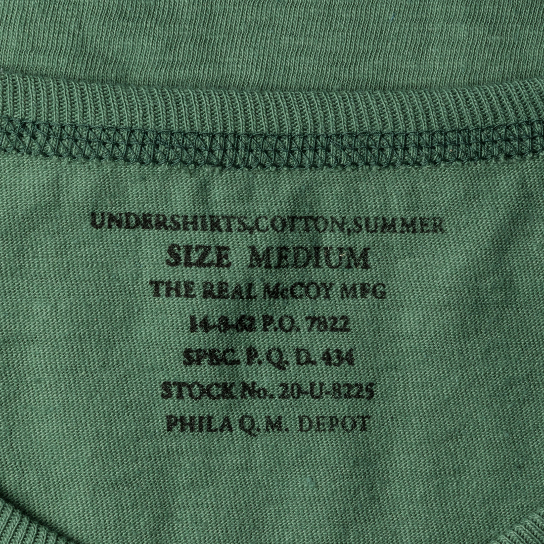 The Real McCoy's Undershirts Summer Cotton Green