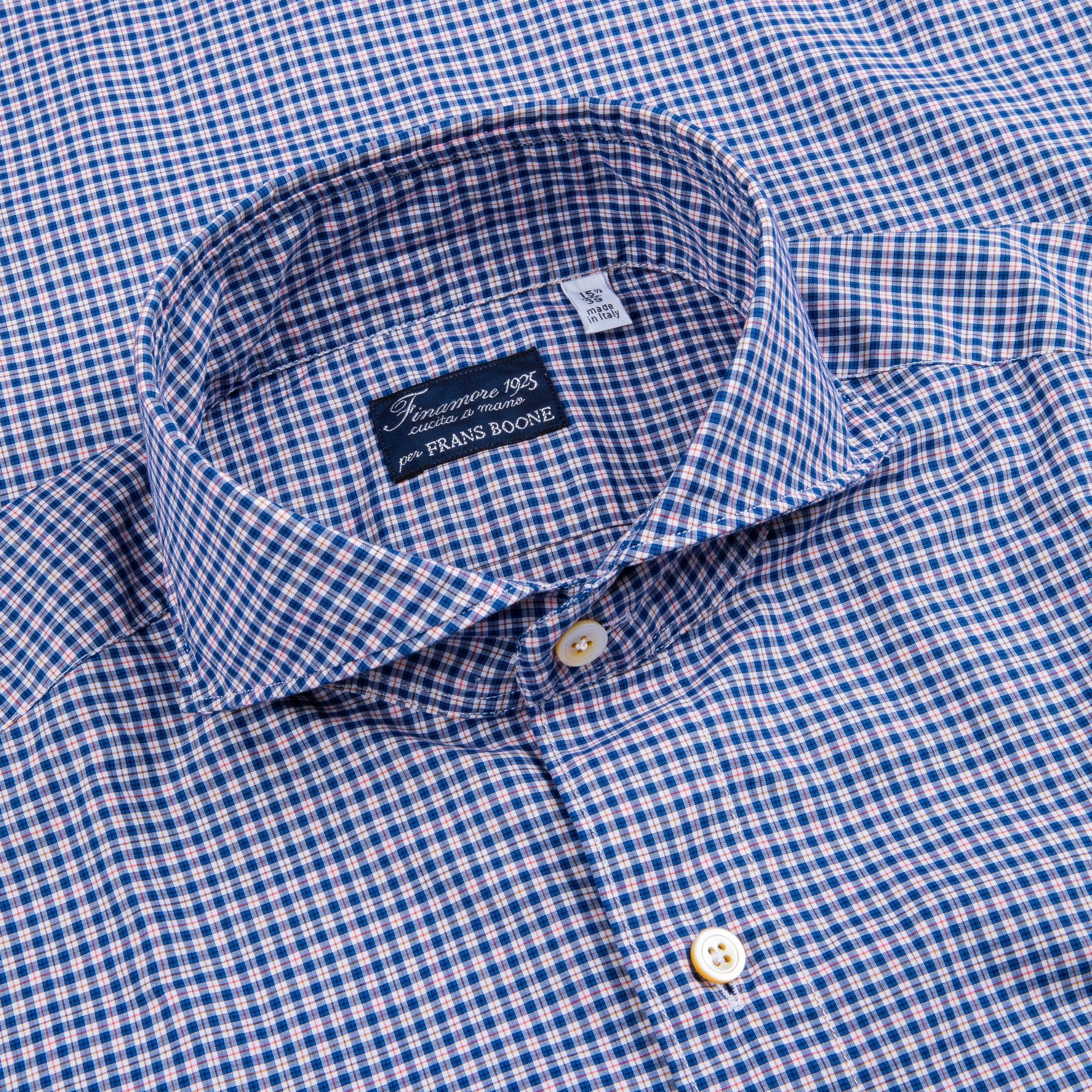 Finamore Tokyo Fit Collo Sergio Piccolo Quadretto Blu Rosso
