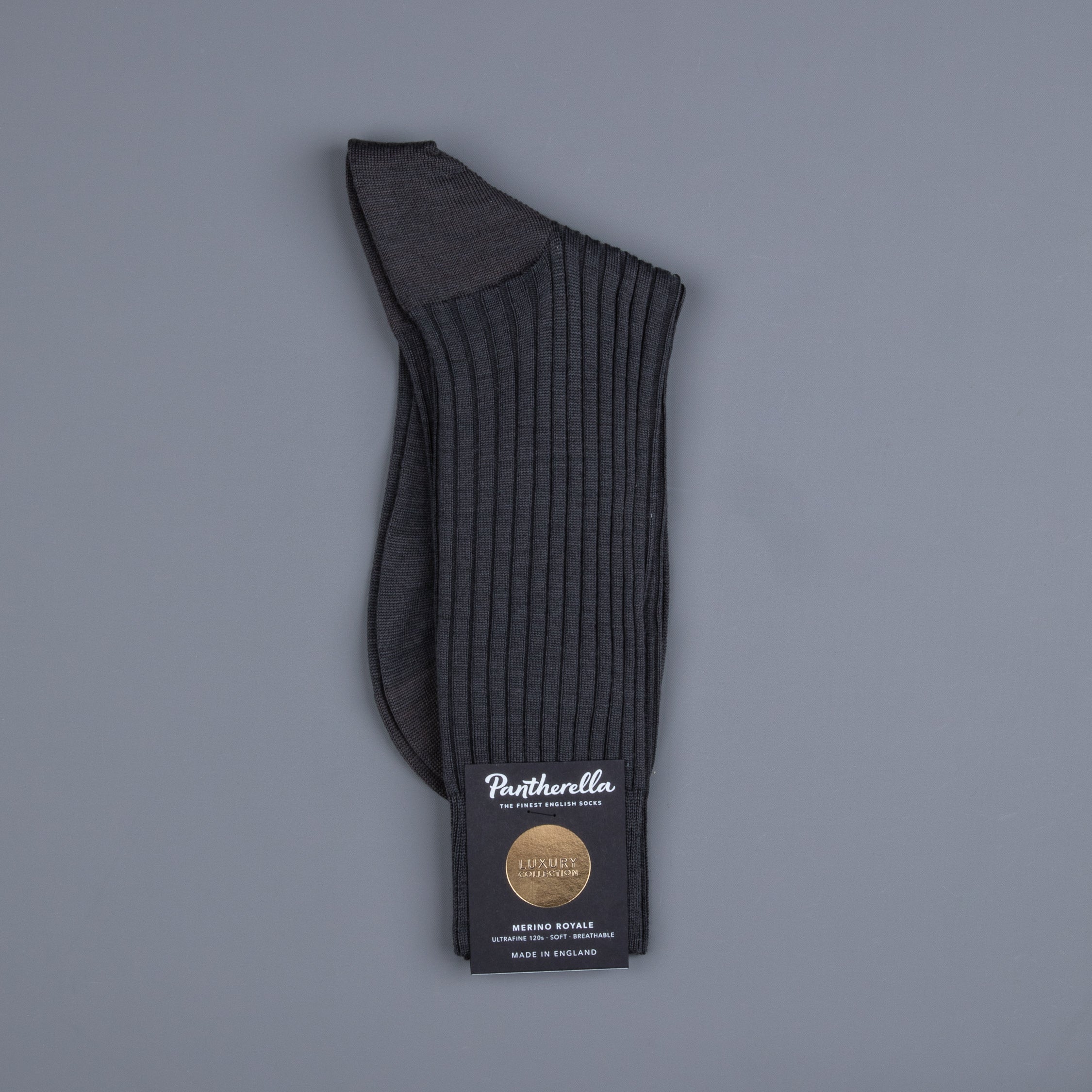 Frans Boone x Pantherella Rutherford Royal Merino Sock Dark Grey