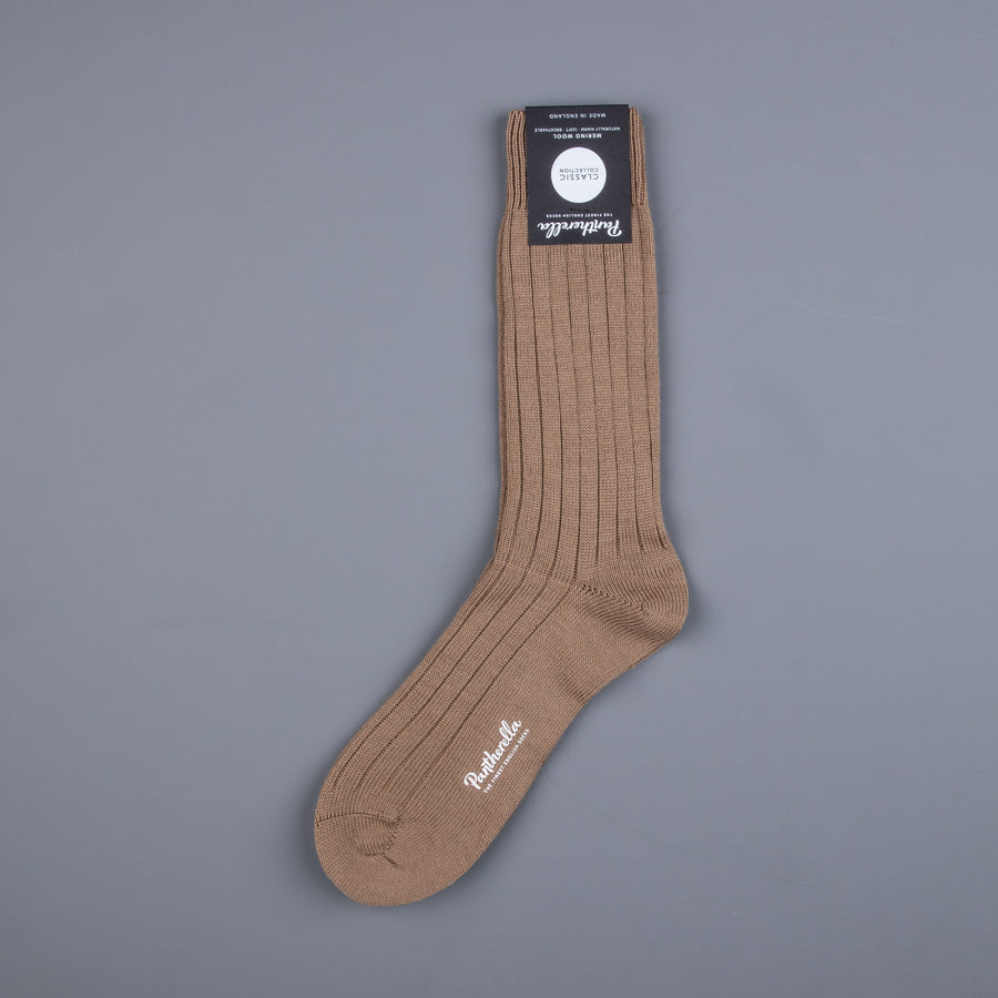 Frans Boone x Pantherella Packington Merino wool socks Dark Camel