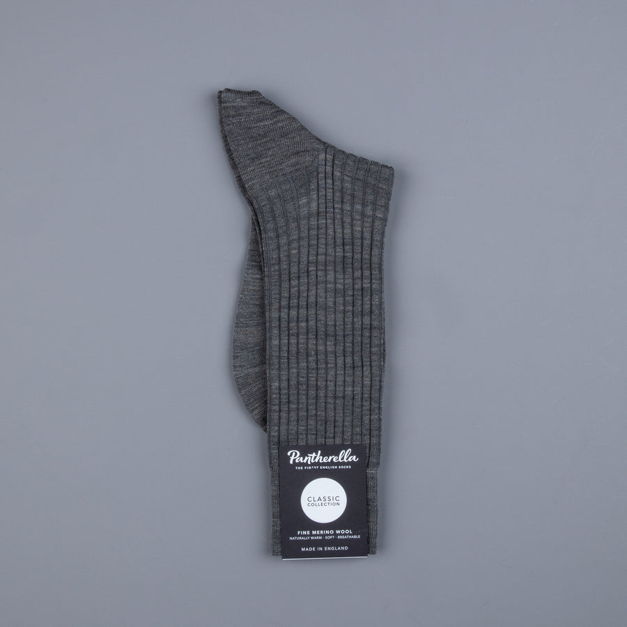 Pantherella Laburnum merino wool ankle high socks Mid Grey Mix