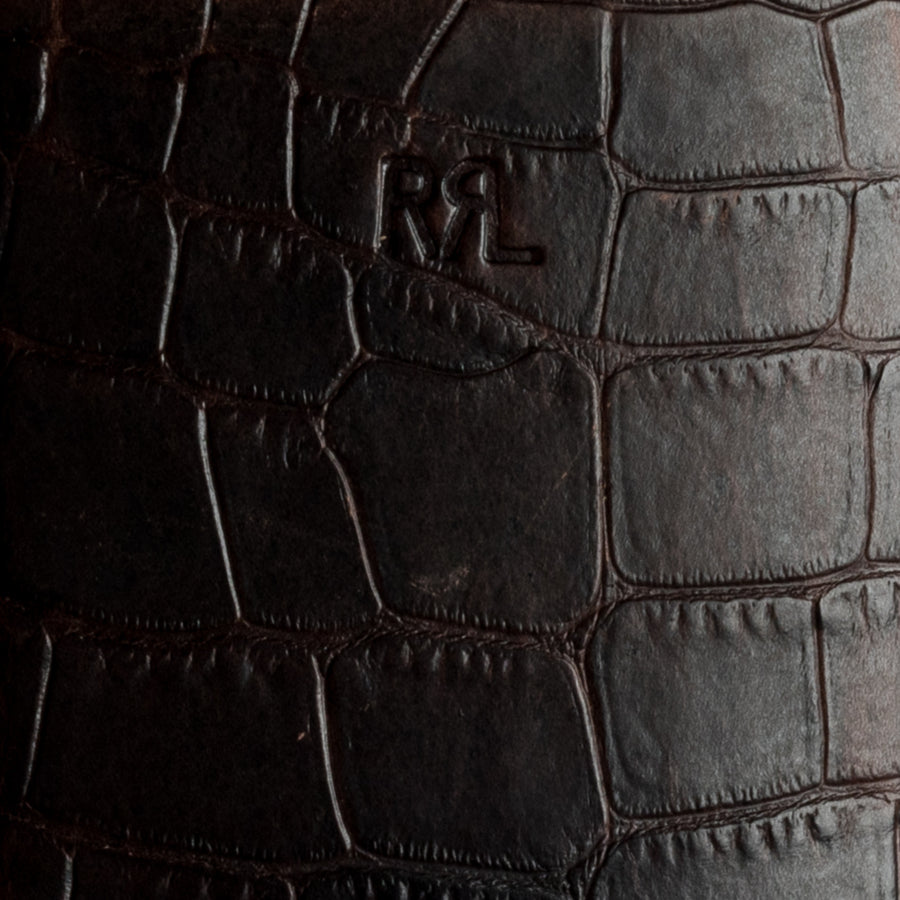 RRL Flask Travel Embossed Leather Black