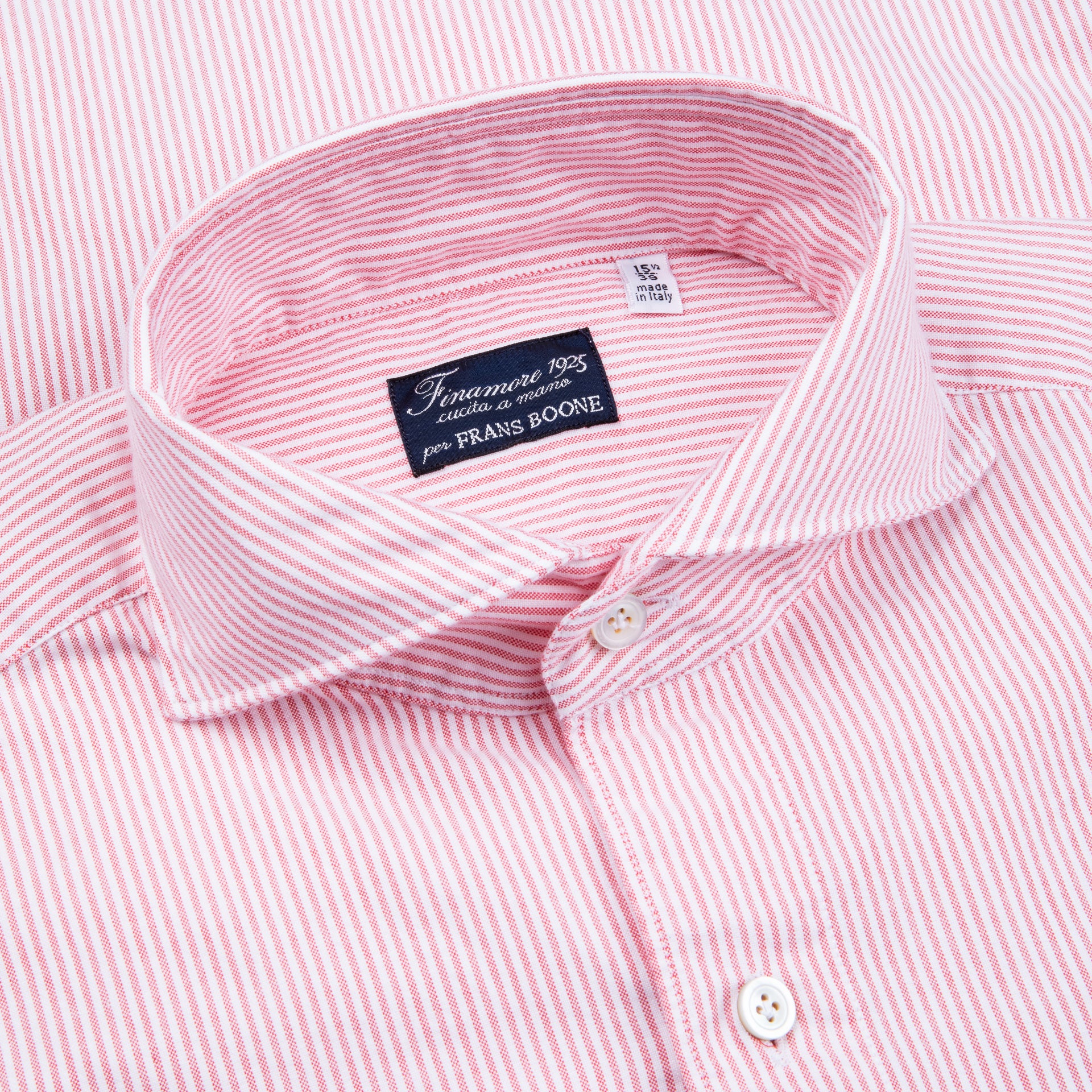 Finamore Tokyo Shirt Pinpoint Oxford Sergio Collar Pink Stripe