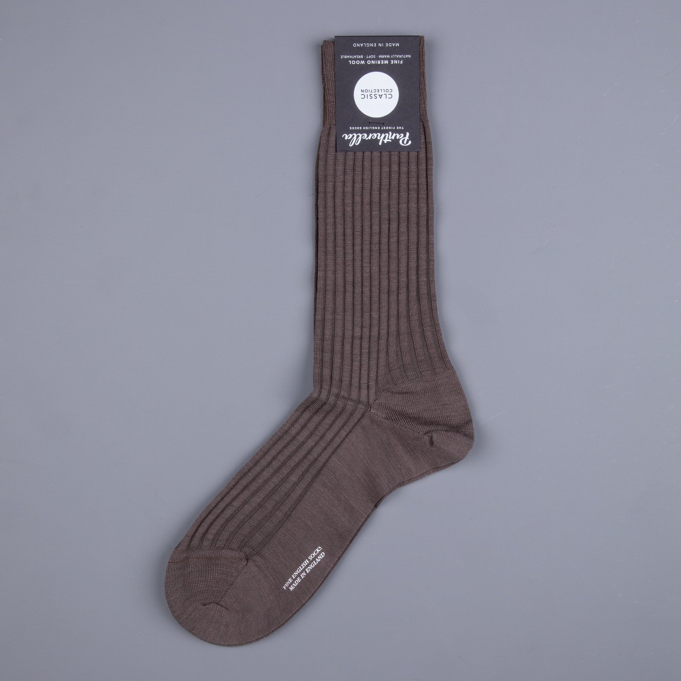 Frans Boone x Pantherella Laburnum Merino Wool Ankle High Socks Mole