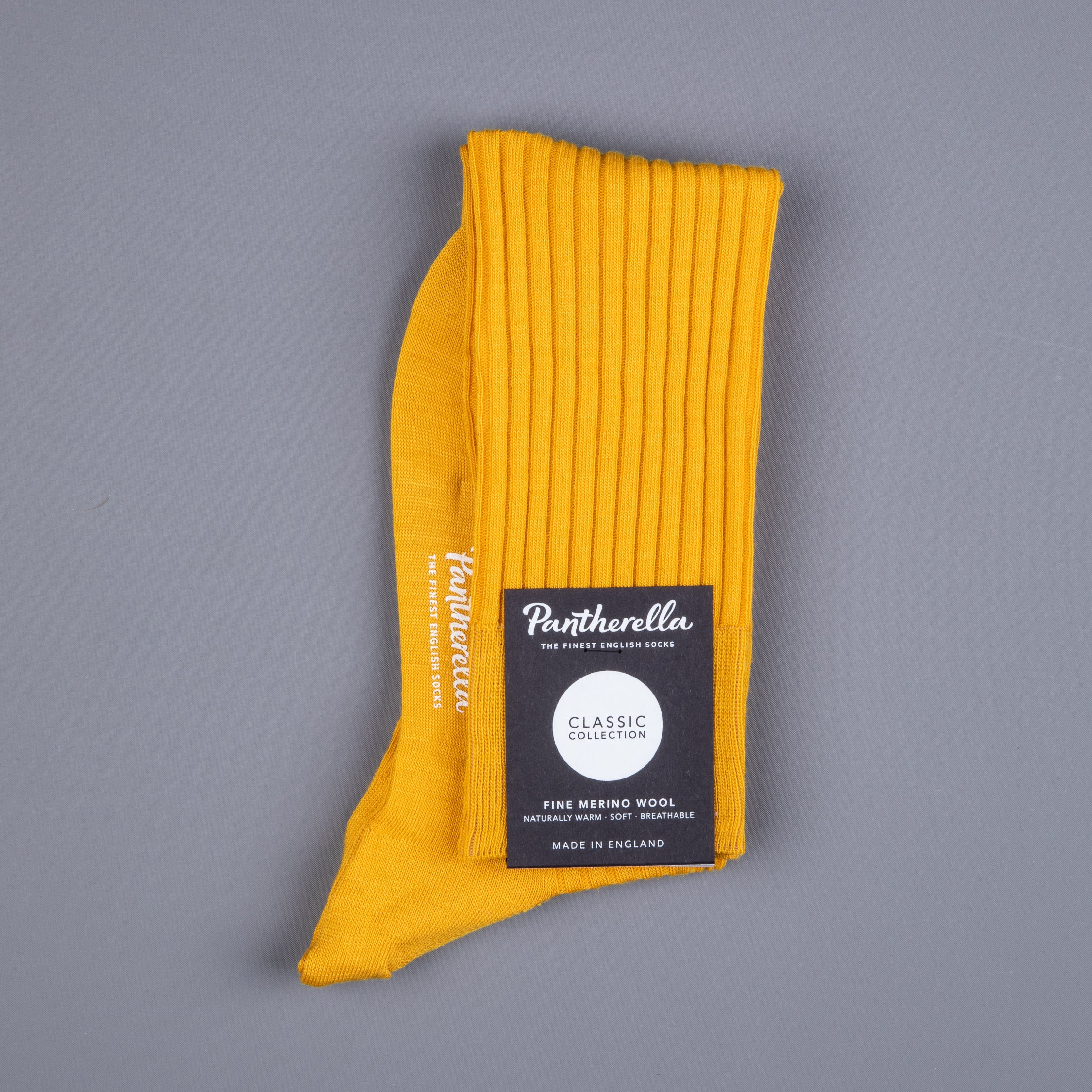 Pantherella Laburnum Merino wool knee high socks Bright Gold