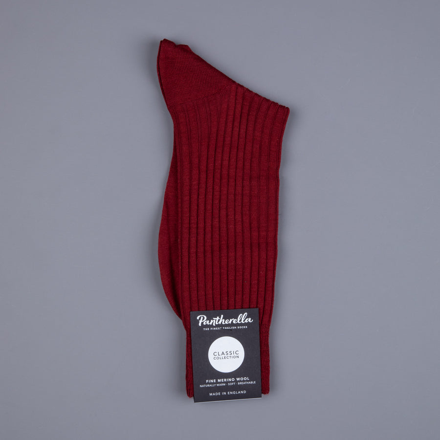 Pantherella Laburnum merino wool ankle high socks Wine