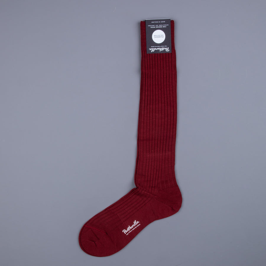 Pantherella Laburnum merino wool knee high socks Wine