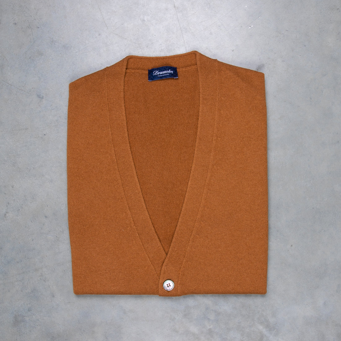 Drumohr Cashmere Gillet con Bottoni Caramello Scuro
