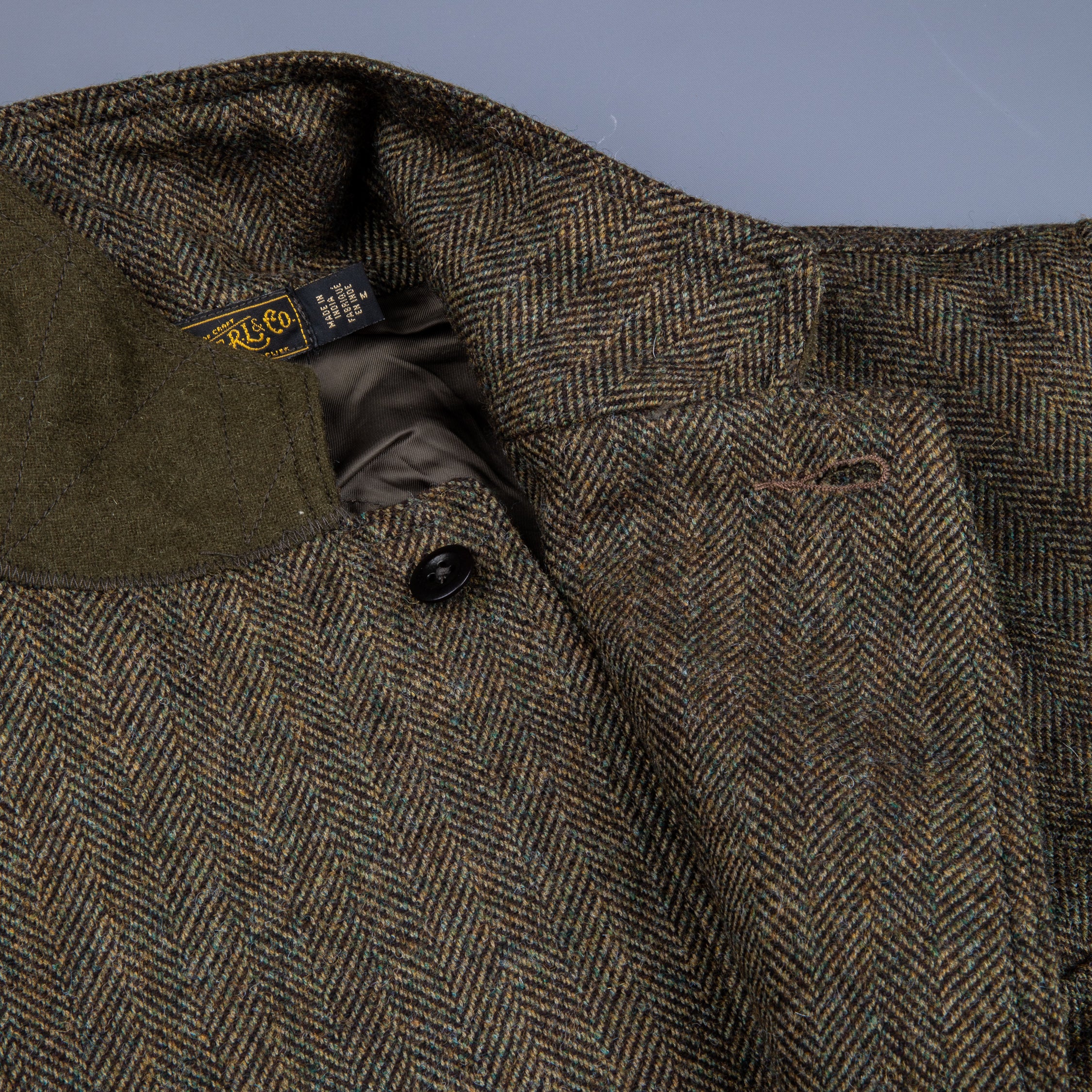 RRL Acklington Sportcoat Wool Cotton Herringbone Vintage Green