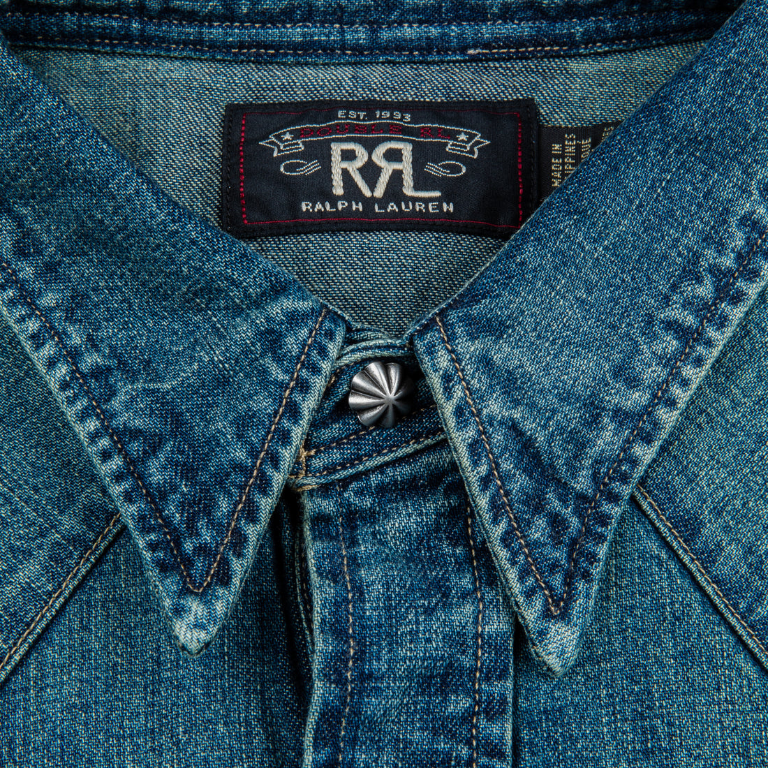 RRL Buffalo West Long Sleeve Sport Shirt Dark Wash