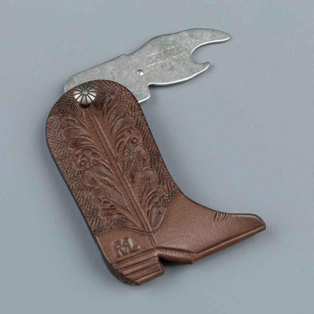 RRL Keyfob Hand Tooled Leather Brown