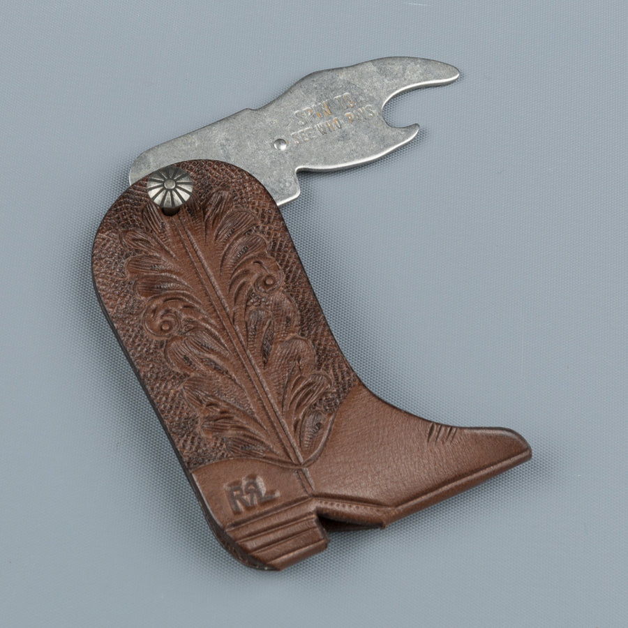 RRL Keyfob Hand Tooled Leather Brown