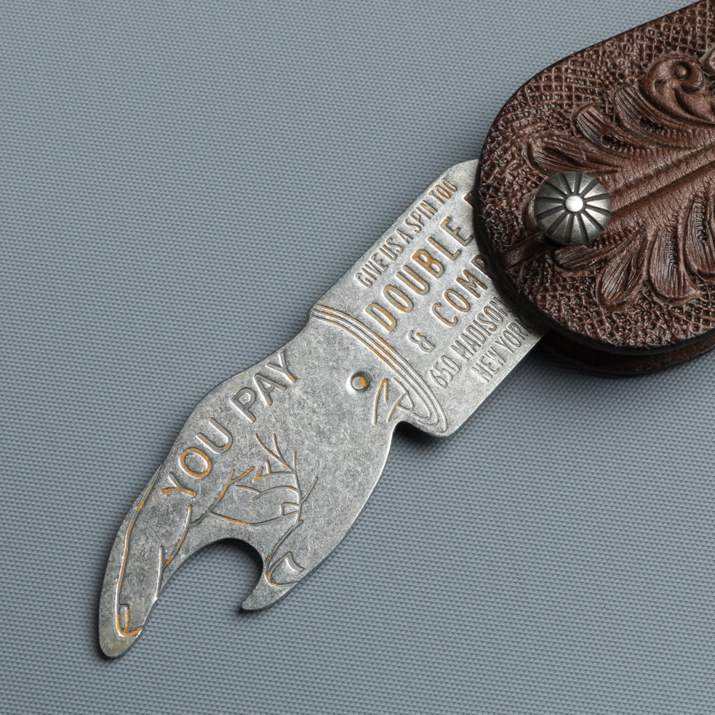 RRL Keyfob Hand Tooled Leather Brown