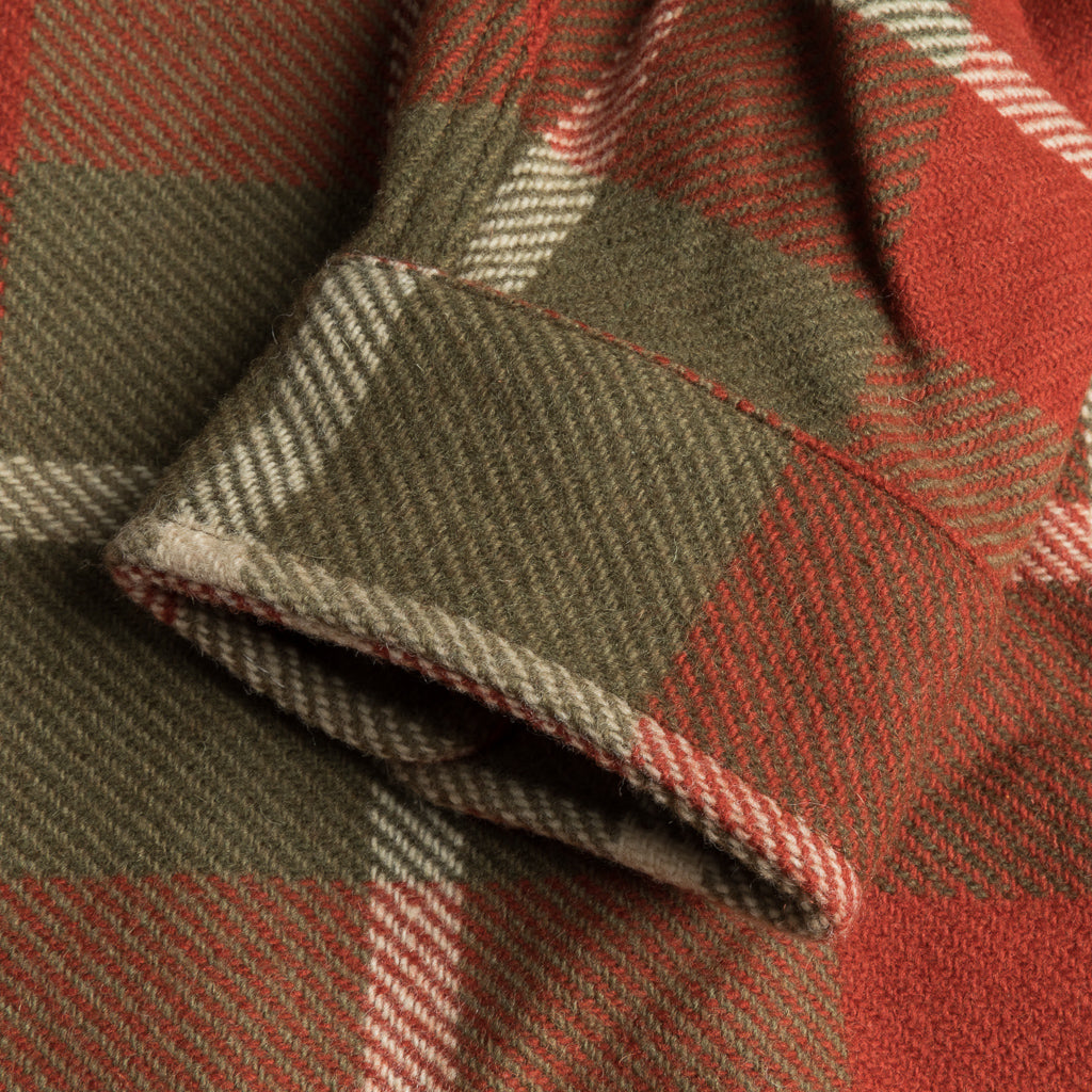 RRL Melton Wool Plaid Shirt Red and Tan