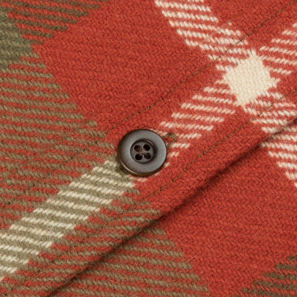 RRL Melton Wool Plaid Shirt Red and Tan